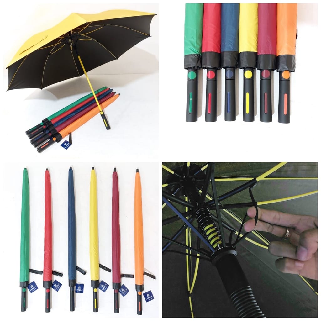 Payung Rangka Fiber Anti UV Lapis Hitam Otomatis