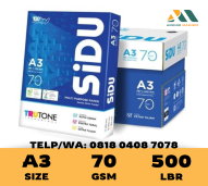 Kertas HVS ukuran A3 70gr SiDU 500 Lbr